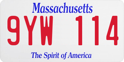 MA license plate 9YW114