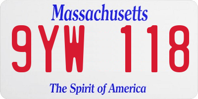 MA license plate 9YW118