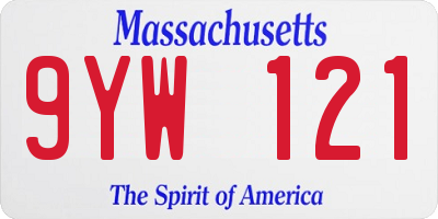 MA license plate 9YW121