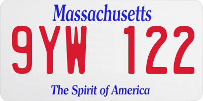 MA license plate 9YW122