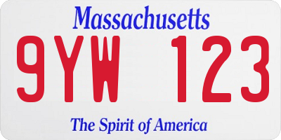 MA license plate 9YW123
