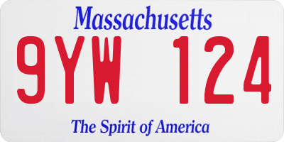 MA license plate 9YW124