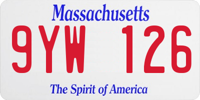 MA license plate 9YW126