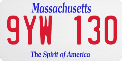 MA license plate 9YW130