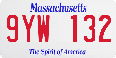 MA license plate 9YW132