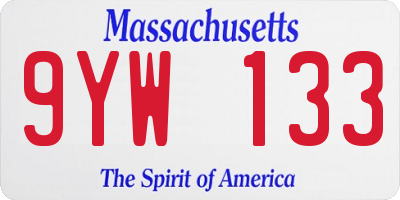 MA license plate 9YW133