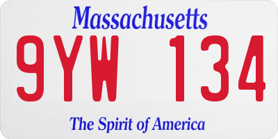 MA license plate 9YW134
