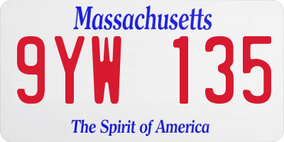 MA license plate 9YW135