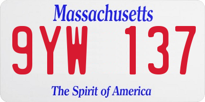 MA license plate 9YW137