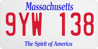 MA license plate 9YW138