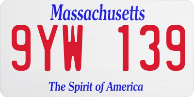MA license plate 9YW139
