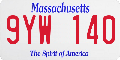 MA license plate 9YW140