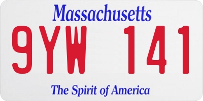 MA license plate 9YW141