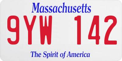 MA license plate 9YW142