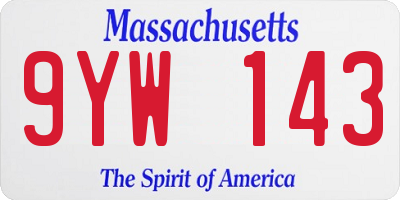 MA license plate 9YW143