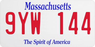 MA license plate 9YW144
