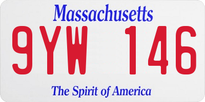 MA license plate 9YW146