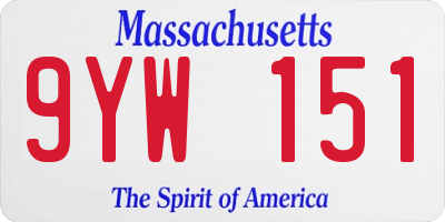 MA license plate 9YW151