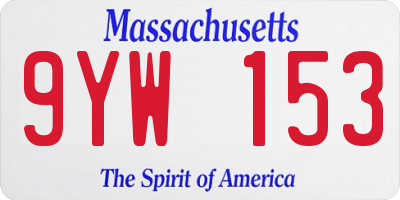 MA license plate 9YW153