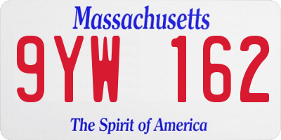 MA license plate 9YW162