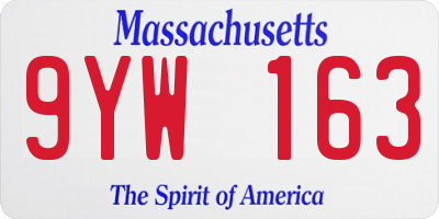 MA license plate 9YW163