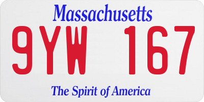 MA license plate 9YW167