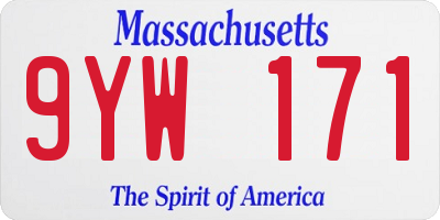 MA license plate 9YW171