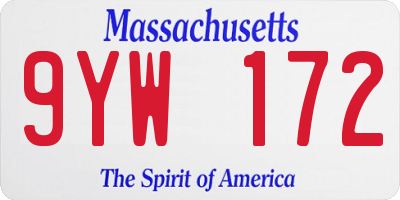 MA license plate 9YW172