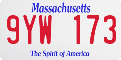 MA license plate 9YW173