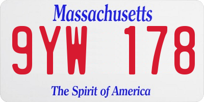 MA license plate 9YW178