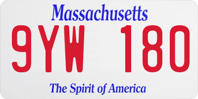 MA license plate 9YW180