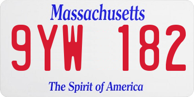 MA license plate 9YW182