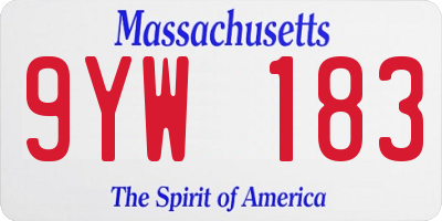 MA license plate 9YW183