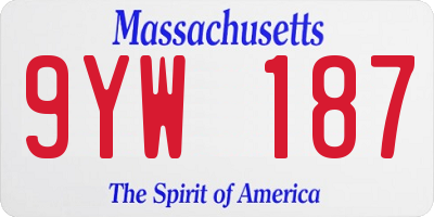 MA license plate 9YW187