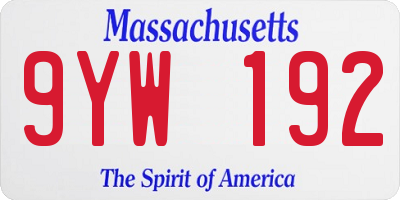 MA license plate 9YW192
