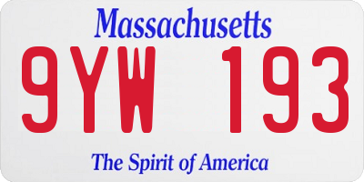 MA license plate 9YW193