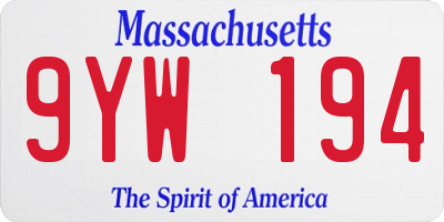 MA license plate 9YW194
