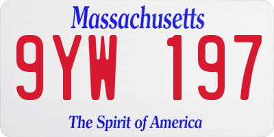MA license plate 9YW197
