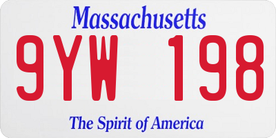 MA license plate 9YW198