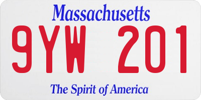 MA license plate 9YW201