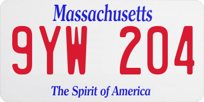 MA license plate 9YW204