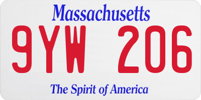 MA license plate 9YW206