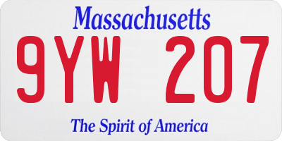 MA license plate 9YW207