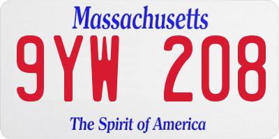 MA license plate 9YW208