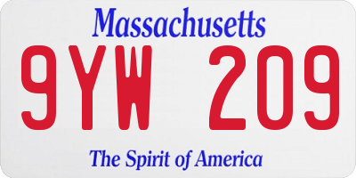 MA license plate 9YW209