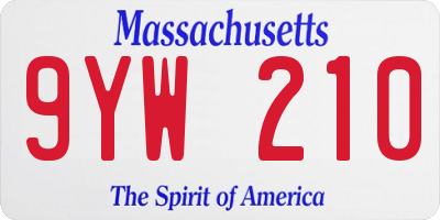 MA license plate 9YW210
