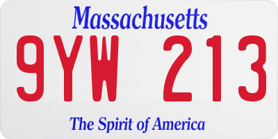 MA license plate 9YW213