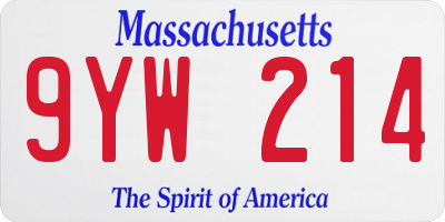 MA license plate 9YW214