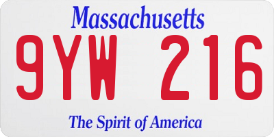 MA license plate 9YW216