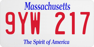 MA license plate 9YW217
